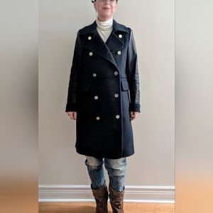 Club Monaco Double-Breasted Black Pea Coat